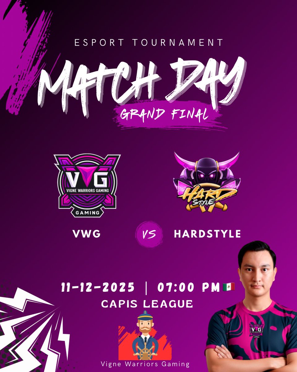 VWGLeague's tweet photo. ⚡️GRAND FINAL⚡️
🏟️@CapisLeagueE1
🆚@Hs_TeamMx
⏰07:00 PM 🇲🇽
Good luck to our players and opponents 🙌🏻🔥
#GrandFinal #eSports #ClashRoyale #GoodLuckGuys #WeAreVWG https://t.co/BoGZKXL2Sb