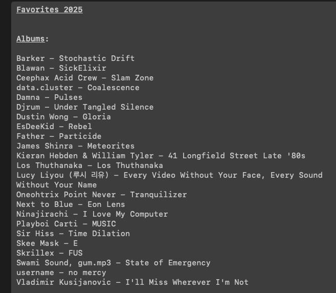 RamonPang's tweet image. my personal favorite albums of 2025