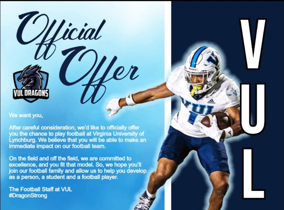 Joevvv77's tweet photo. After a great conversation with @coachptyson7162 I am blessed to receive my first D2 Offer from Virginia University of Lynchburg!!!! @Coach_Berna @ScheidtSteven @K_Gist23 @CoachRKeene https://t.co/x3AP36jjo7