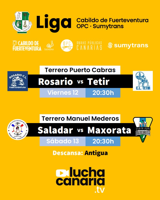 luchacanariatv's tweet photo. 📢JORNADA 8 VUELTA | Liga Cabildo de Fuerteventura · OPC · Sumytrans

🟡 https://t.co/9TCii8mixL
🔵 https://t.co/vuD7xKNNNp
⚪️ https://t.co/NnSaAagGyu https://t.co/2lkP2Y9qnN