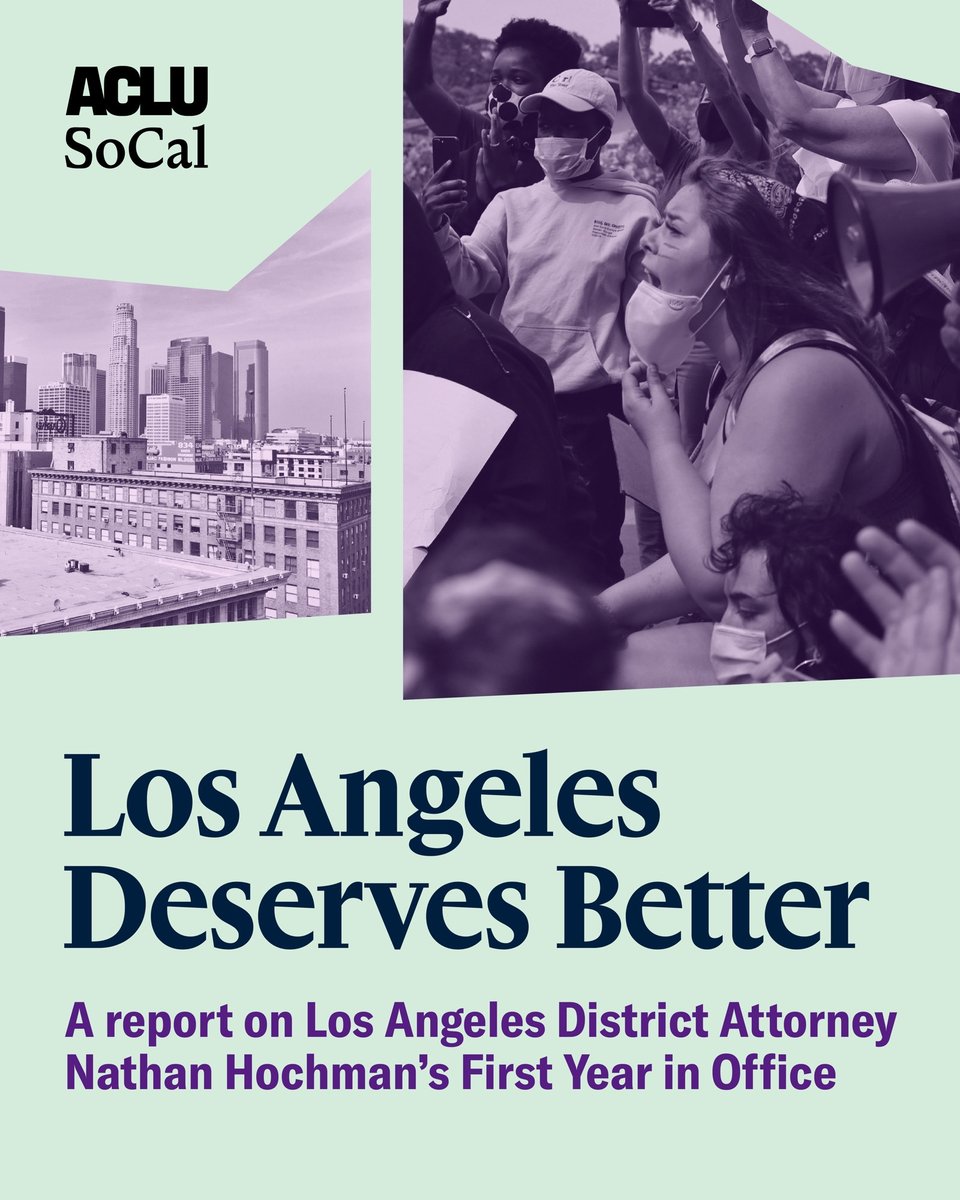 The <a href="/ACLU_SoCal/">ACLU SoCal</a> is spot on: Angelenos deserve better. DA Hochman claims to be a centrist. But in his first year he brought back the death penalty, opposed the #RacialJusticeAct and is using extreme charging practices.

aclusocal.org/en/publication…