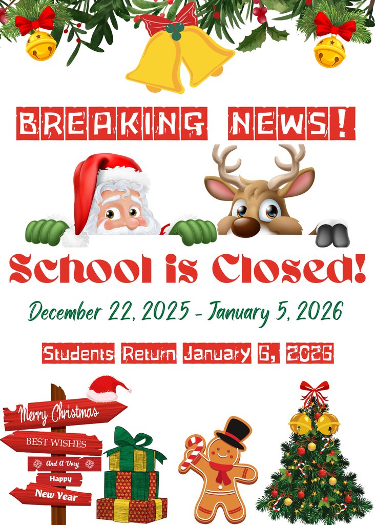 PathwayK5's tweet photo. IMPORTANT ANNOUNCMENT: School will be CLOSED December 22, 2025 through January 5, 2026. Students return to school on January 6, 2026 https://t.co/XLmrRhQ0G5