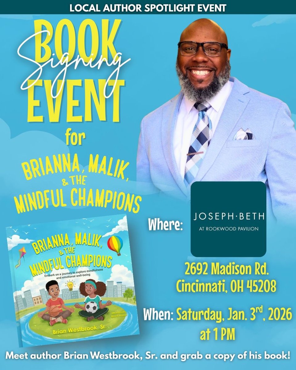 CoachBWestbrook's tweet image. ✨ Exciting News Going Into the New Year! ✨

I’m truly blessed and honored to share that I’ve been selected to be a part of the Local Author Spotlight Event at Joseph-Beth Booksellers! 🙌🏾📚

I’ll be signing copies of Brianna, Malik &amp;amp; The Mindful Champions and would love for you…