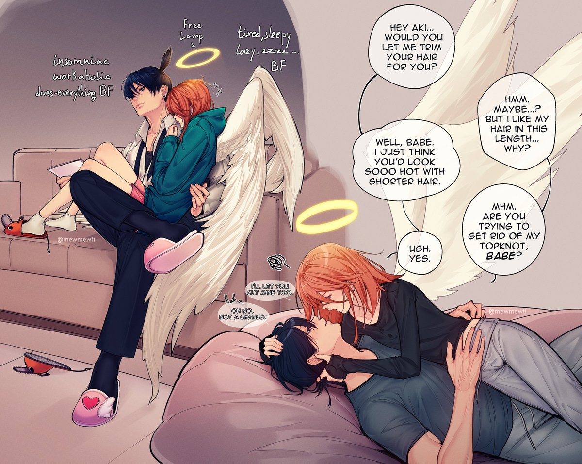 mewmewti's tweet image. domestic akiangel (just pretend they can touch💔)