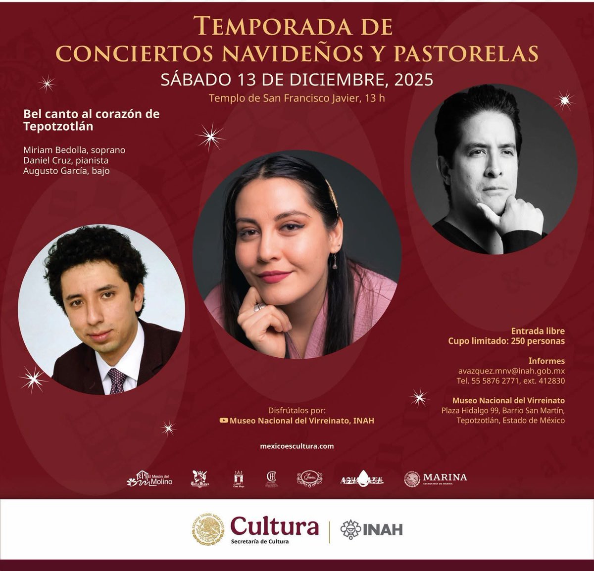 🎶BEL CANTO AL CORAZÓN DE TEPOTZOTLÁN
Ven a disfrutar con tu familia y amigos un concierto que te llevará desde la pasión y la ternura de la ópera italiana hasta la riqueza melódica y el encanto de la zarzuela española.