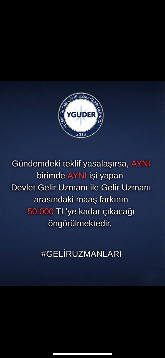 Vergi kayıp-kaçağını azaltmak diyorsanız:
Uzmanlık kadrolarını güçlendirin.
Motivasyonu bitmiş bir meslek grubundan güçlü tahsilat beklemek hayalciliktir. #geliruzmanları