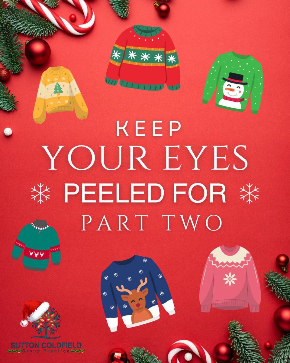 _SCGP_'s tweet image. We’re celebrating Christmas Jumper Day and supporting the Batten Disease charity — all while rocking jumpers that could probably be seen from space! 🛰️
Tell us… how fabulous was your Christmas jumper today? 👇🎁
#christmasjumperday #battendisease #suttoncoldfieldgrouppractice