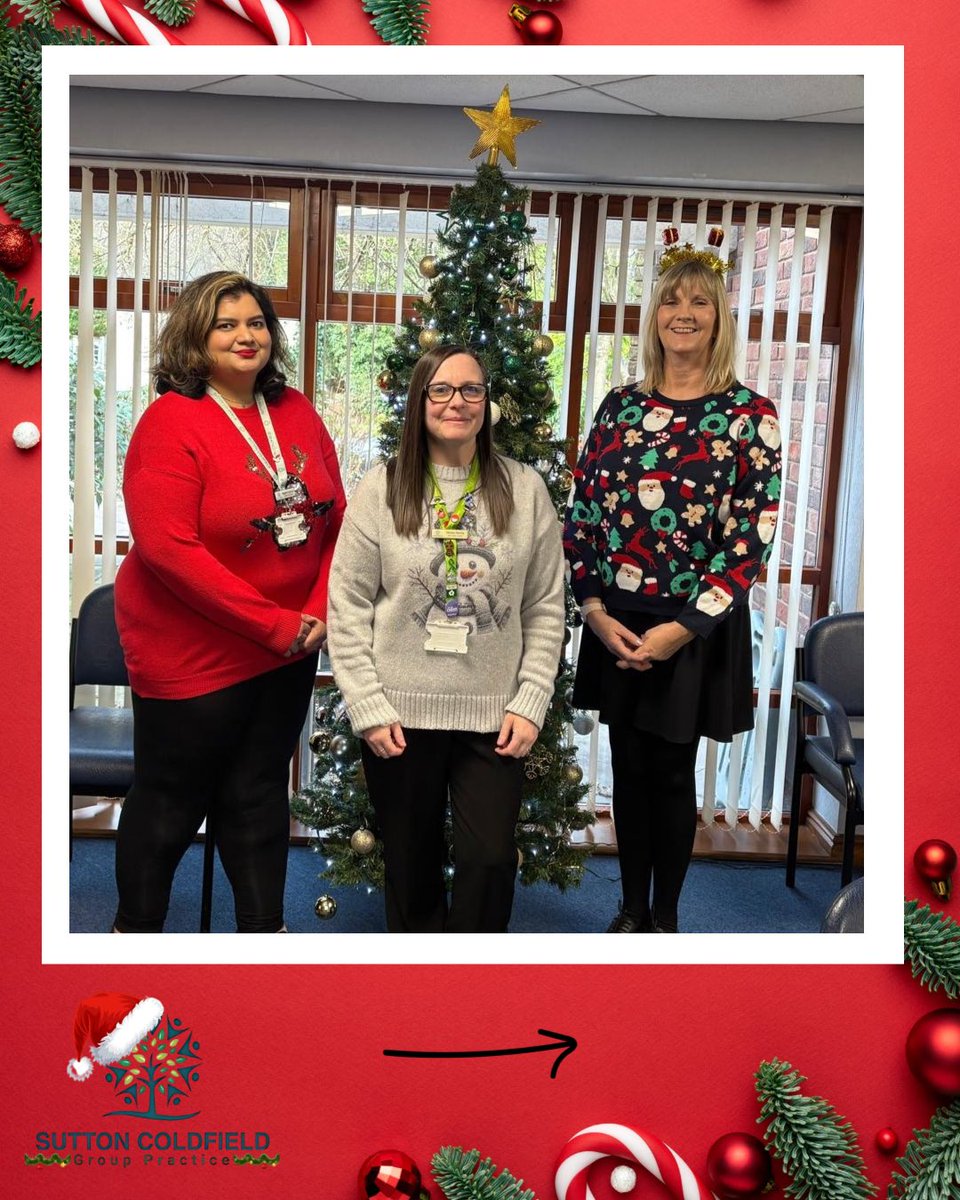 _SCGP_'s tweet image. We’re celebrating Christmas Jumper Day and supporting the Batten Disease charity — all while rocking jumpers that could probably be seen from space! 🛰️
Tell us… how fabulous was your Christmas jumper today? 👇🎁
#christmasjumperday #battendisease #suttoncoldfieldgrouppractice