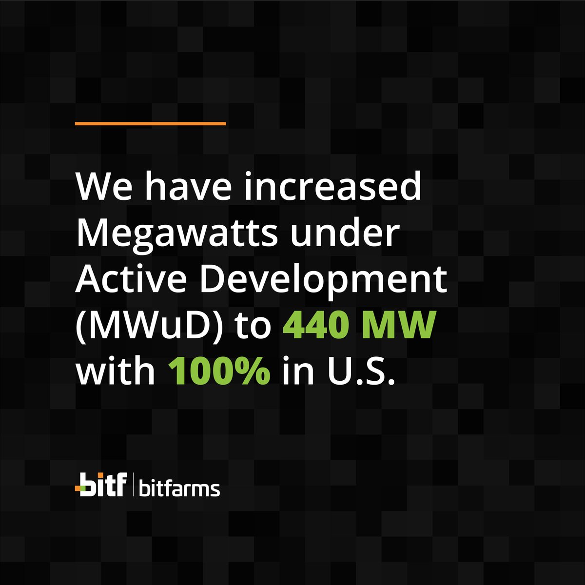 Bitfarms’ energy portfolio now totals 2.1 GW across the U.S. and Canada — including 341 MW energized, 440 MW contracted, and over 1.3 GW in advanced development. 

Our North American growth strategy positions Bitfarms at the forefront of the AI and HPC infrastructure buildout.