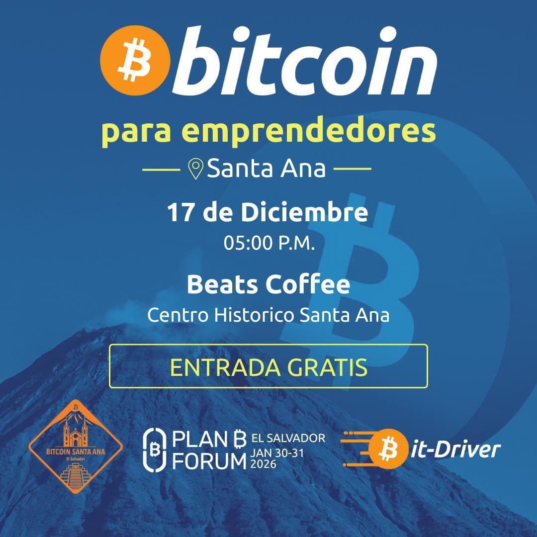¡Todos invitados a esta iniciación a Bitcoin para emprendedores de Santa Ana y alrededores, el miércoles 17, de las 5 a las 7 pm! <a href="/bitdriver_sv/">Bitdriver</a> <a href="/PlanBElsalvador/">Plan ₿ Forum - El Salvador</a> <a href="/planb_network/">Plan ₿ Network</a>