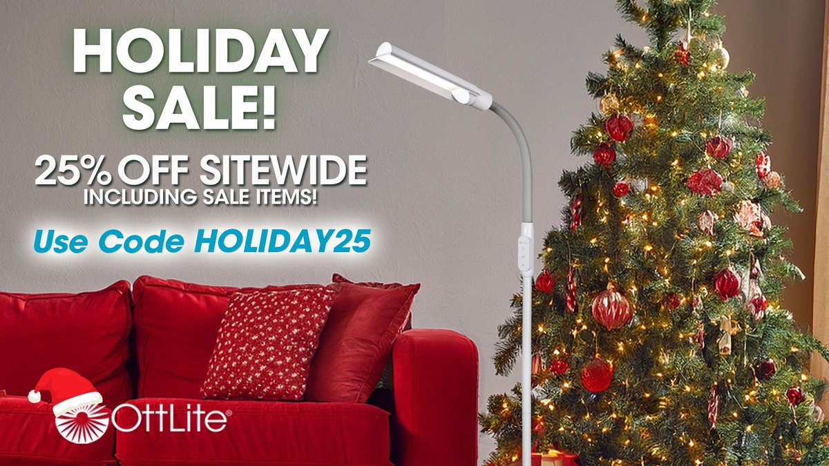 OttLite's tweet photo. ’Tis the season for great deals on floor lamps!

OttLite’s Holiday Sale!

25% Off SITEWIDE!

Use Coupon Code HOLIDAY25

Free Ground Shipping on all orders $60 or more!

https://t.co/chA057Q6Tm

Sale valid through January 1, 2026. Cannot be combined with other coupon codes. https://t.co/nYUg0q4NAQ