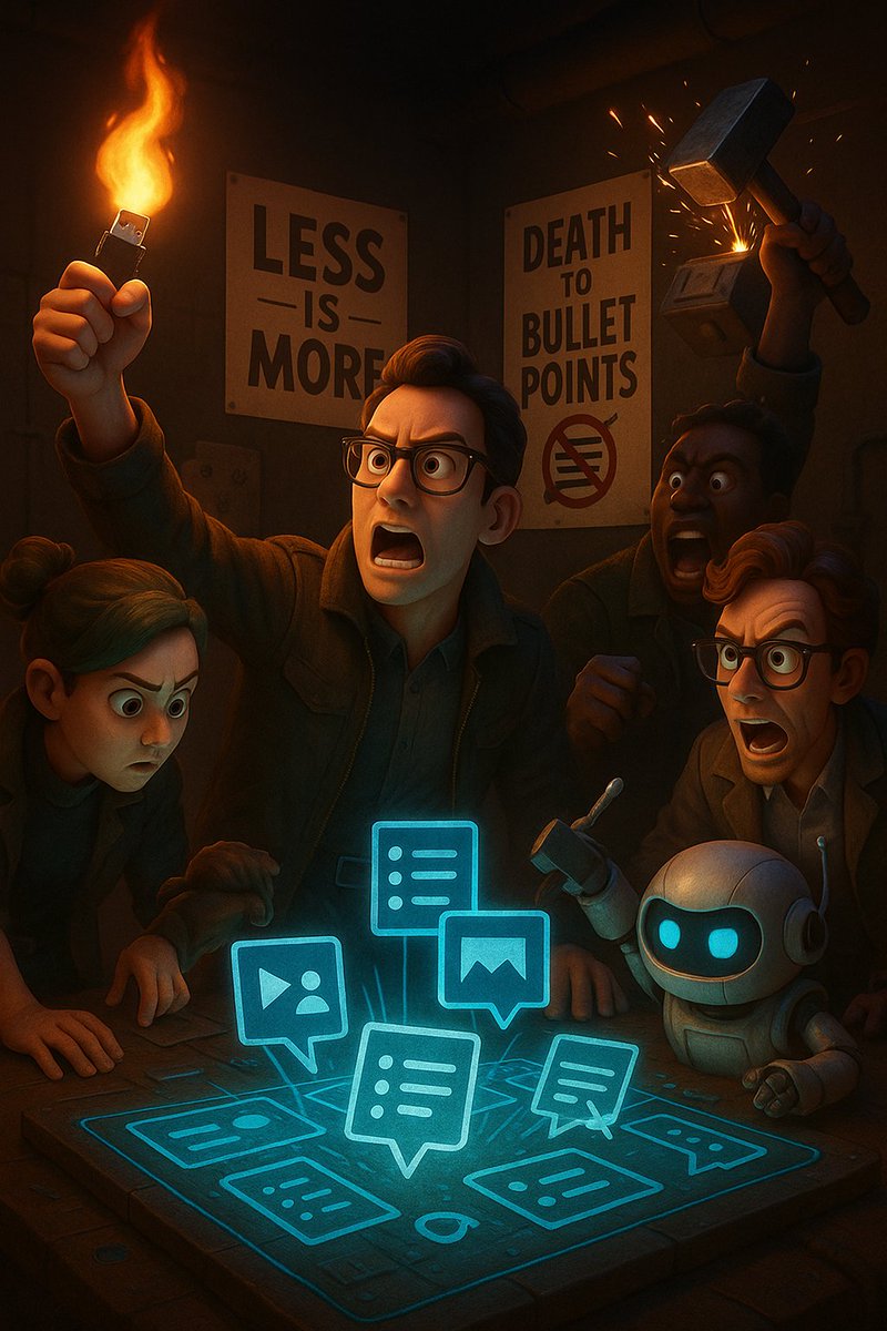 Me he propuesto convertiros en parte de la resistencia contra el #ApocalipsisPowerPoint, y que digamos ¡Basta!

¡Basta a las insoportables diapositivas! ¡Devolvámosle la dignidad perdida a nuestras presentaciones!

¡Bienvenidos a la resistencia! 👇 
bit.ly/ApocalipsisPow…