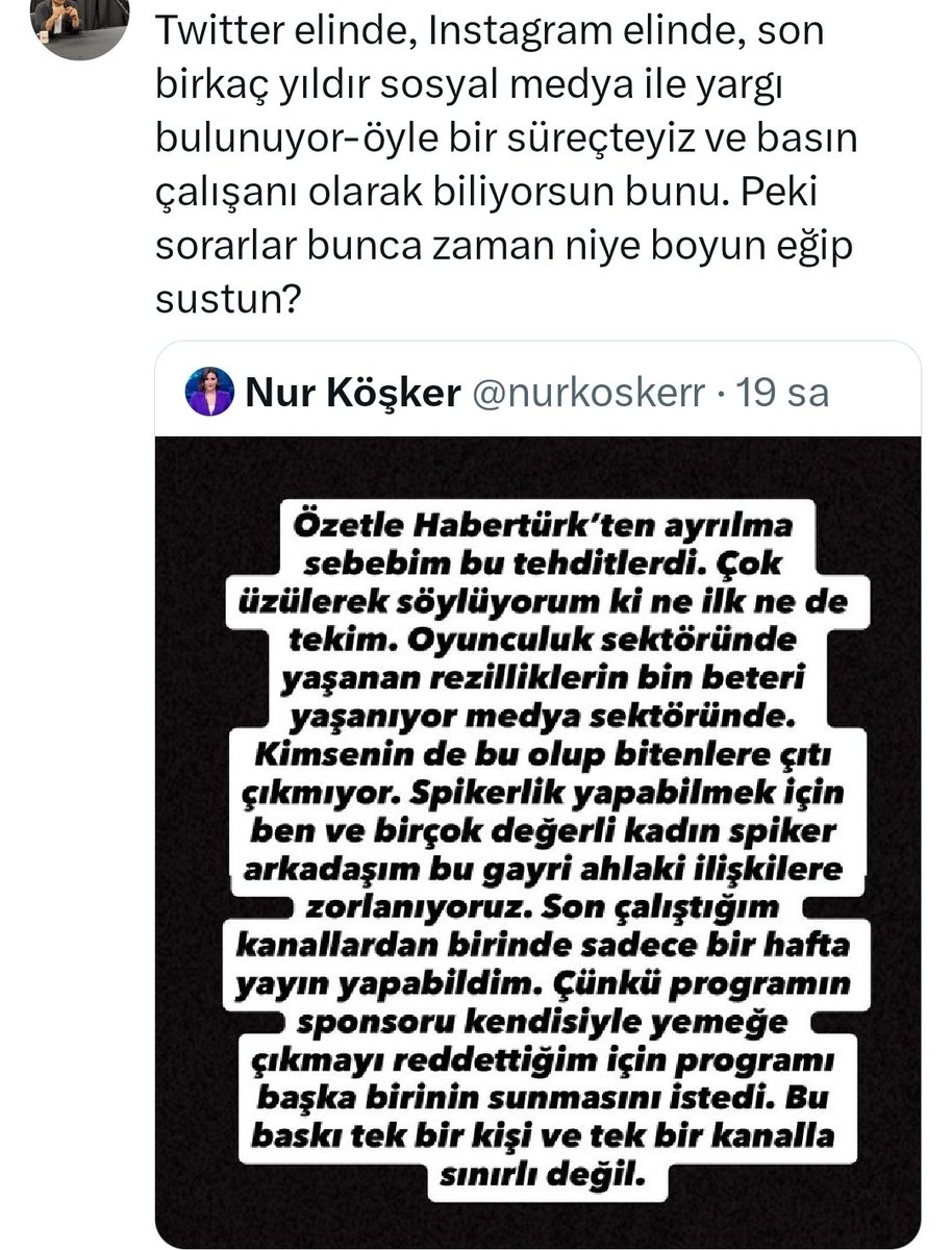 Şu "neden boyun eğip sustun" culardan nefret ediyorum

İnsanların ne şartlarda sustuğu, susup yeni bir iş aramak zorunda kalmış olabileceği, konuşursa iş bulamayabileceği, "kuyruk mu salladı" diye soran yobazların baskısından korkabileceği

Hiç akıllarına gelmez
Sosyal medyadan