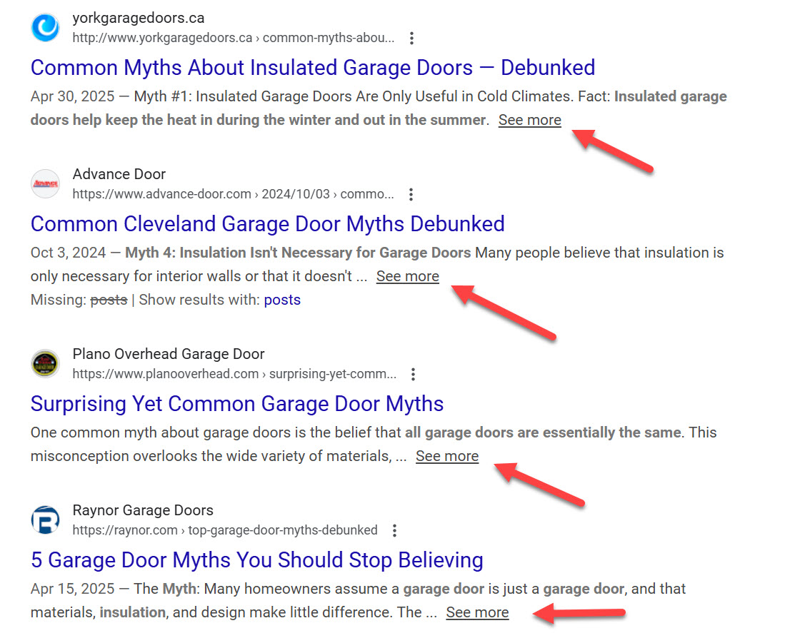 tappingcreative's tweet image. Seeing these "See more" links in snippets, but can't replicate everywhere. Clicking that link takes you to a passage on the page.
#seo #snippets #metadescriptions #google #serps