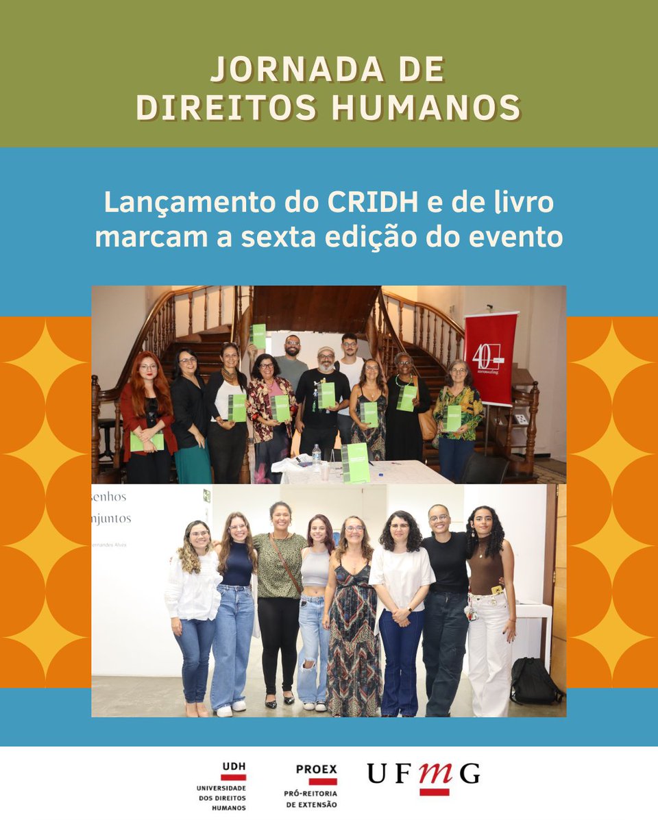 ✨Lançamento do CRIDH e de livro marcam a 6ª Jornada de Direitos Humanos: ufmg.br/proex/noticia/…

#ExtensaoUFMG