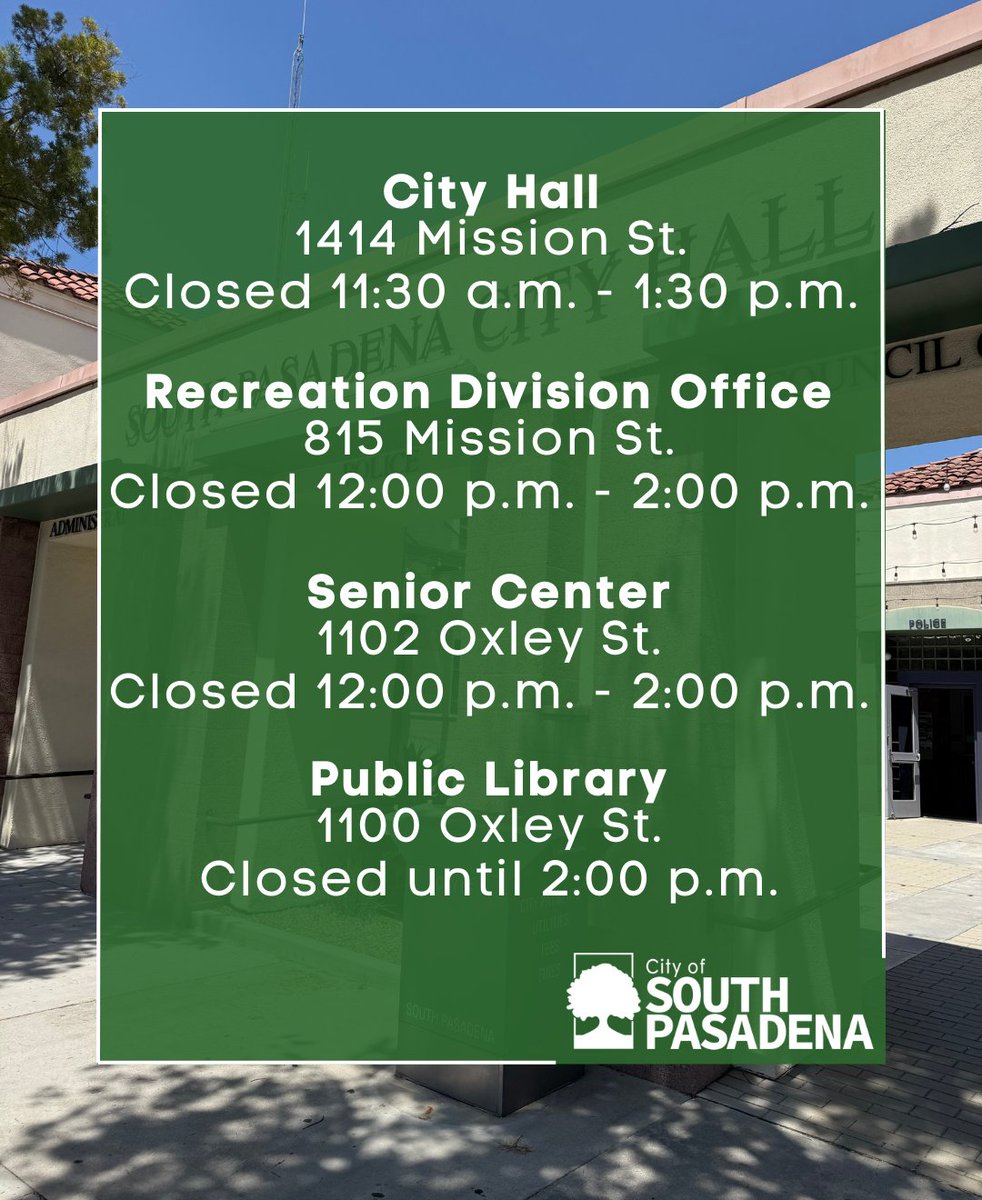 City facility hours will be adjusted on Thursday, Dec. 18, 2025, for an employee event.