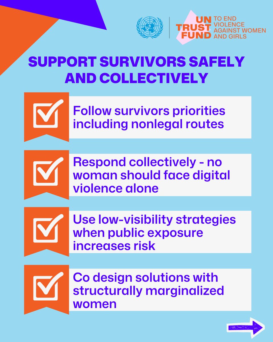 UNTrustFundEVAW's tweet image. Is your organization facing rising cases of digital #VAWG and not sure how to respond?

Our new Digital #VAWG Response Checklist brings together practical steps, insights from CSOs around the world, and strategic ways to strengthen your organization’s approach.

👉Take a look and…
