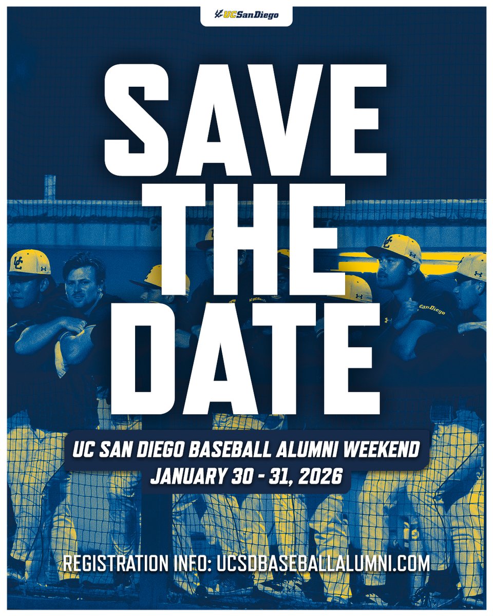 UCSDbsb's tweet photo. 📣 Alumni! We want to update you on what’s happening with Triton Baseball!

Please take a minute to update your information here: https://t.co/4vU0t7JGrb

Alumni Weekend is January 30-31!

#GoTritons https://t.co/xBdO4hh4vn