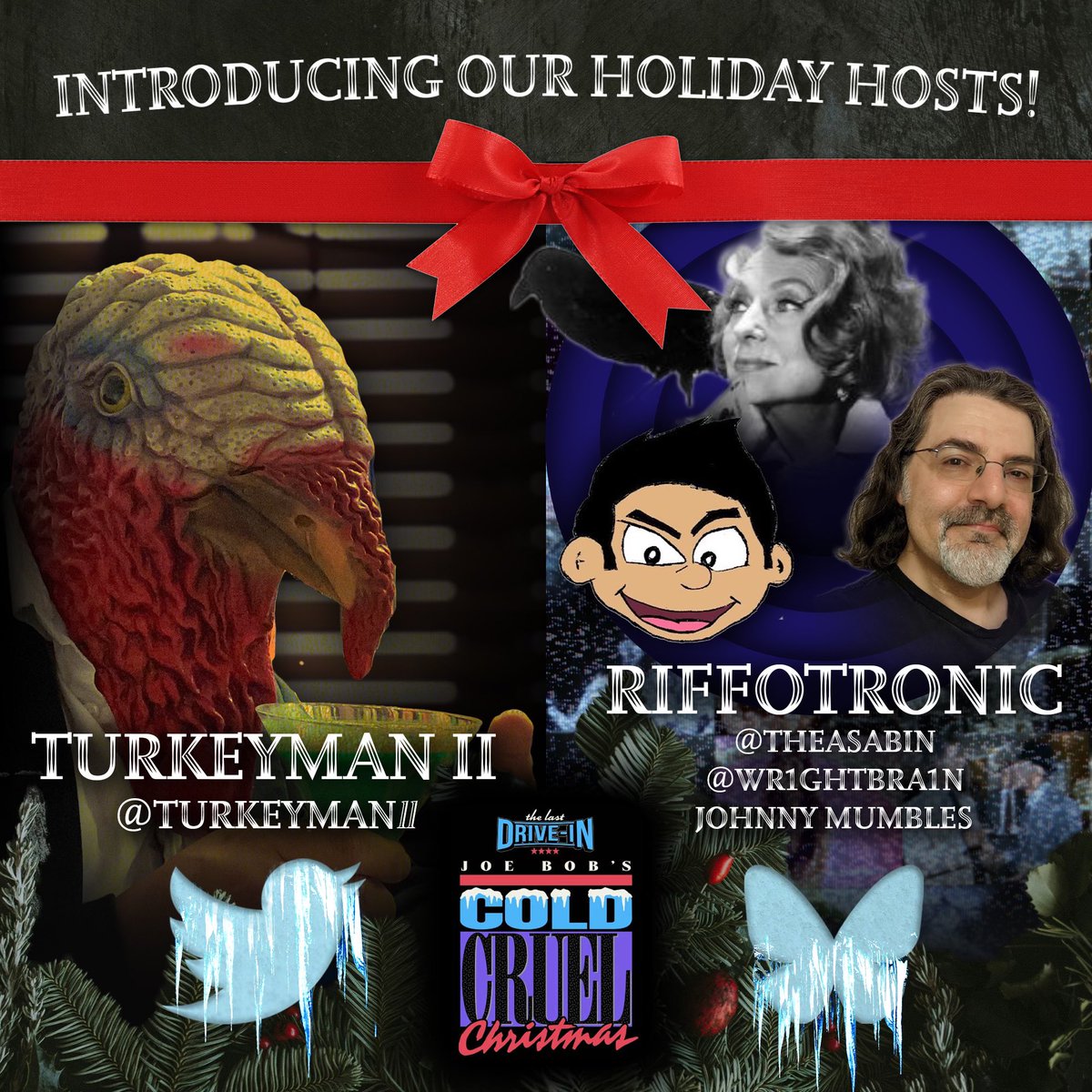 TheMutantFam's tweet image. ICYMI  we have an amazing set of guest hosts lined up for Friday’s #TheLastDriveIn

Join the gang from #Riffotronic over on Bluesky: Jim, Thea, and Johnny Mumbles along with Turkeyman II/ @Turkeymanll here on X! 

#MutantFam