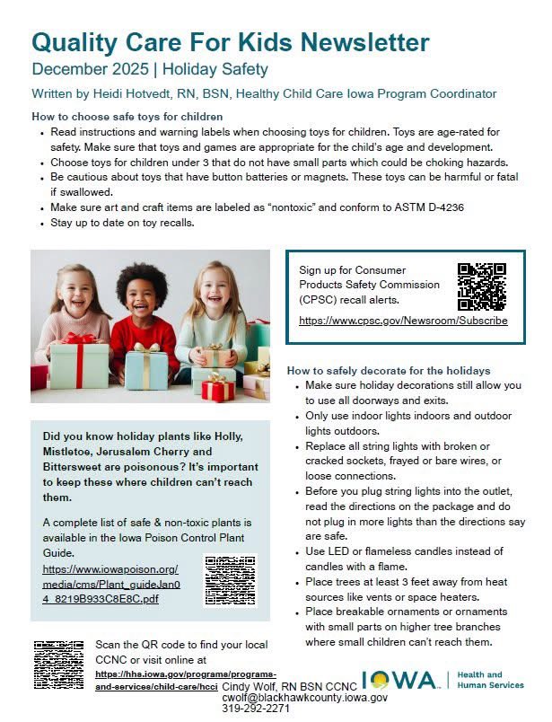 Check out the December 2025 Quality Care for Kids Newsletter!
