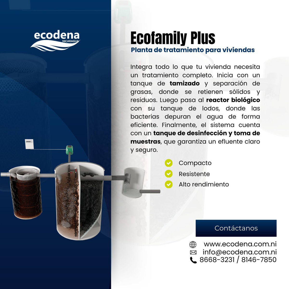 Ecodena_ni's tweet image. ✨ Ecofamily Plus – Tu tratamiento de agua completo en un solo sistema 
🌐ecodena.com.ni | 📧info@ecodena.com.ni | 📲+505 8668 3231 |📱+505 8146 7850
Compacta, eficiente y lista para instalar.🌿

#EcofamilyPlus #Ecodena #TratamientoDeAguas #AguasResiduales #AguaLimpia