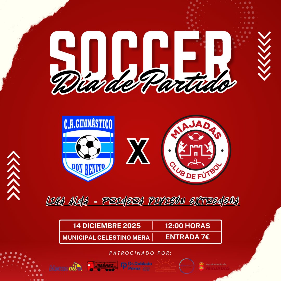 ⚽🔥 JORNADA 11 🔥⚽

📅 Domingo 14 de Diciembre
🆚 <a href="/CAGimnasticoDB/">Gimnástico Don Benito</a> 
🏟️ Municipal Celestino Mera
🕛 12:00 h
🎟️ Entrada 7€