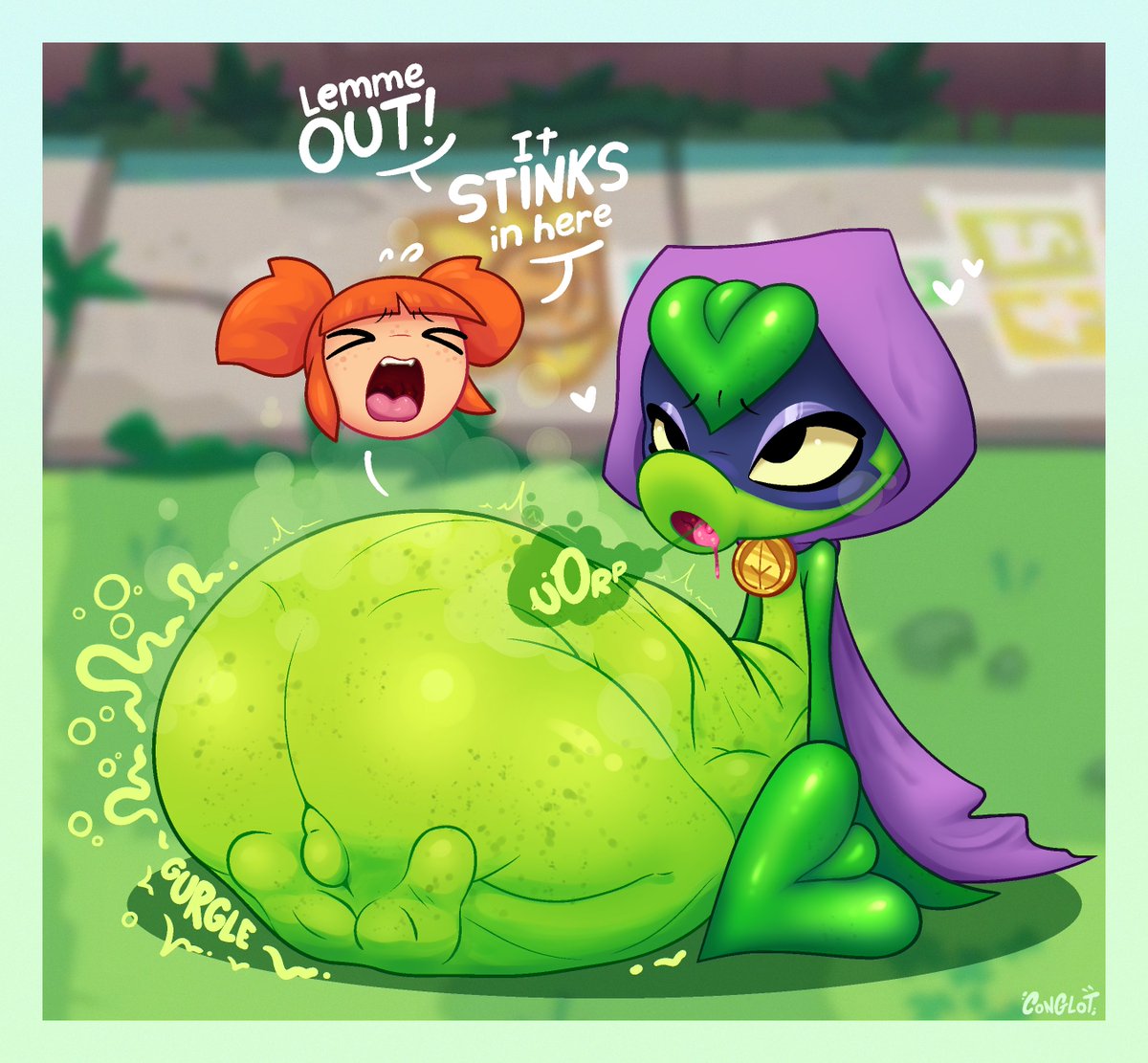 ConglotArt's tweet photo. Now Green Shadow understands how is Chomper's job in the lawn, and I think she likes it... (What a shame that Patrice got to be the one caught inside) https://t.co/5mCQjkKmGr
