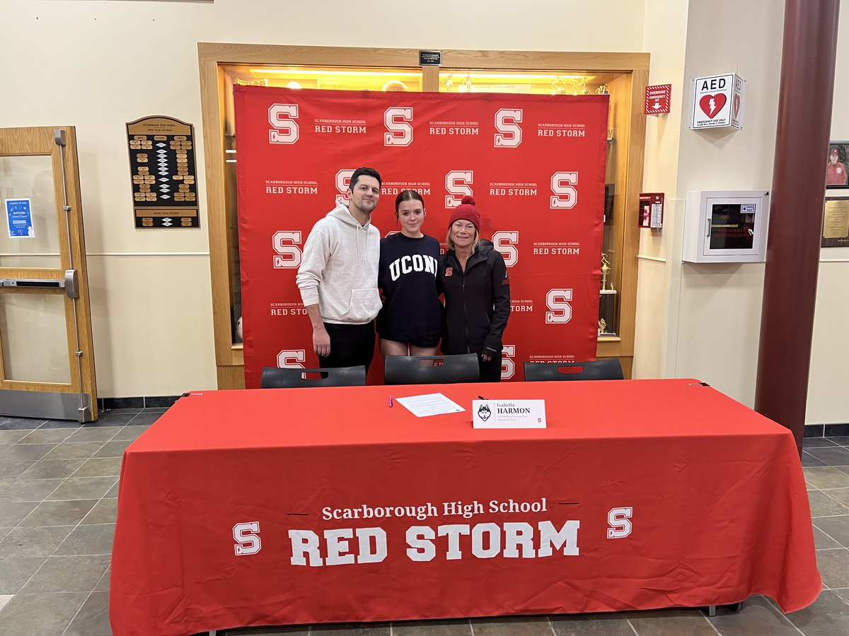 redstorm_sports's tweet photo. Isabella Harmon signs her intent to attend The University of Connecticut where she will study Engineering and participate in Track &amp; Field!! #GOSTORM #STORMTRACK https://t.co/BN0TcM2MgE