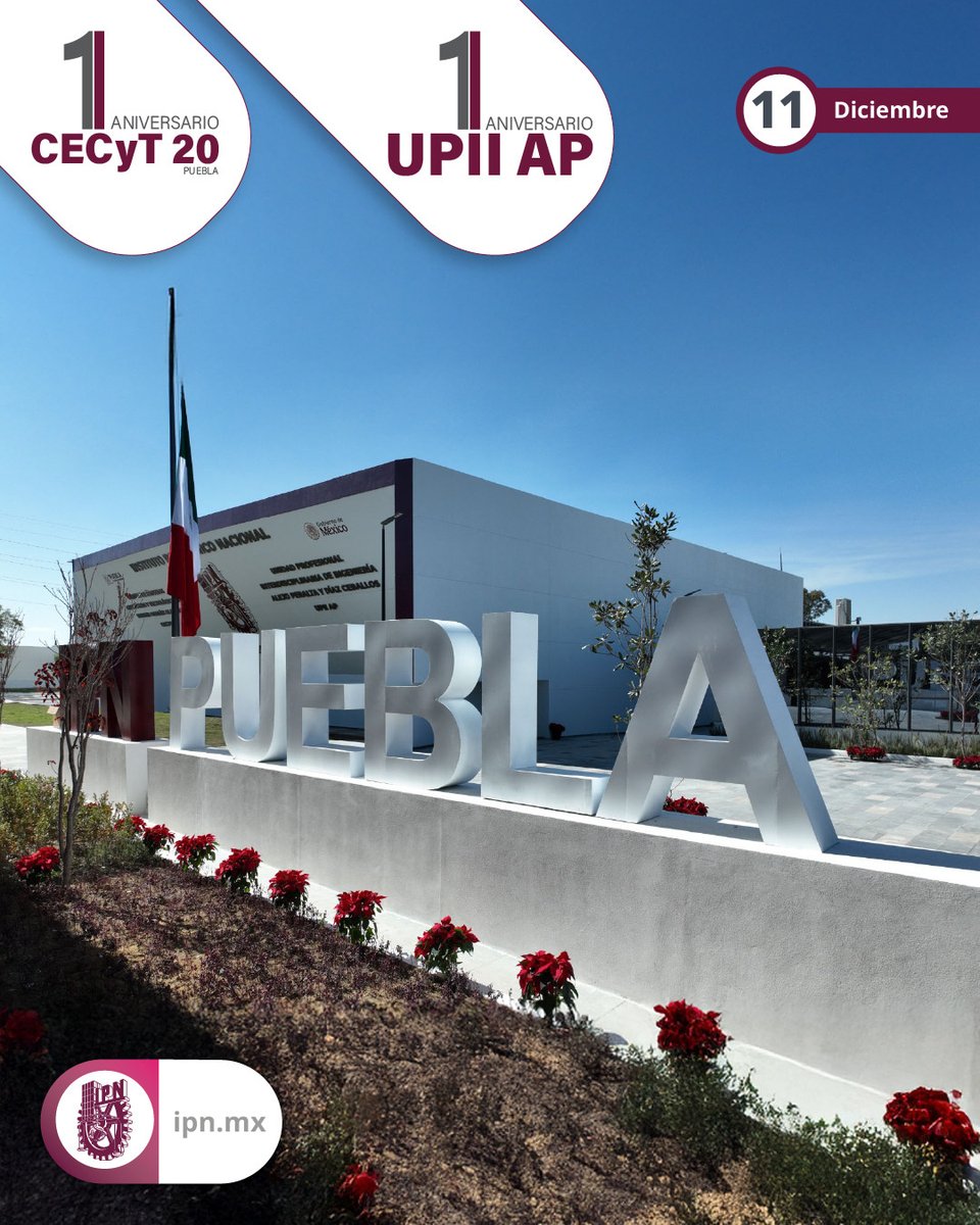 ✨❤️ Hace un año nació una nueva historia politécnica en Puebla. Hoy celebramos el primer aniversario de la #UPII y el #CECyT20, espacios académicos que en tan poco tiempo se han llenado de sueños, esfuerzo y la pasión que distingue a nuestra comunidad. 🎉 ¡Felicidades, que sigan