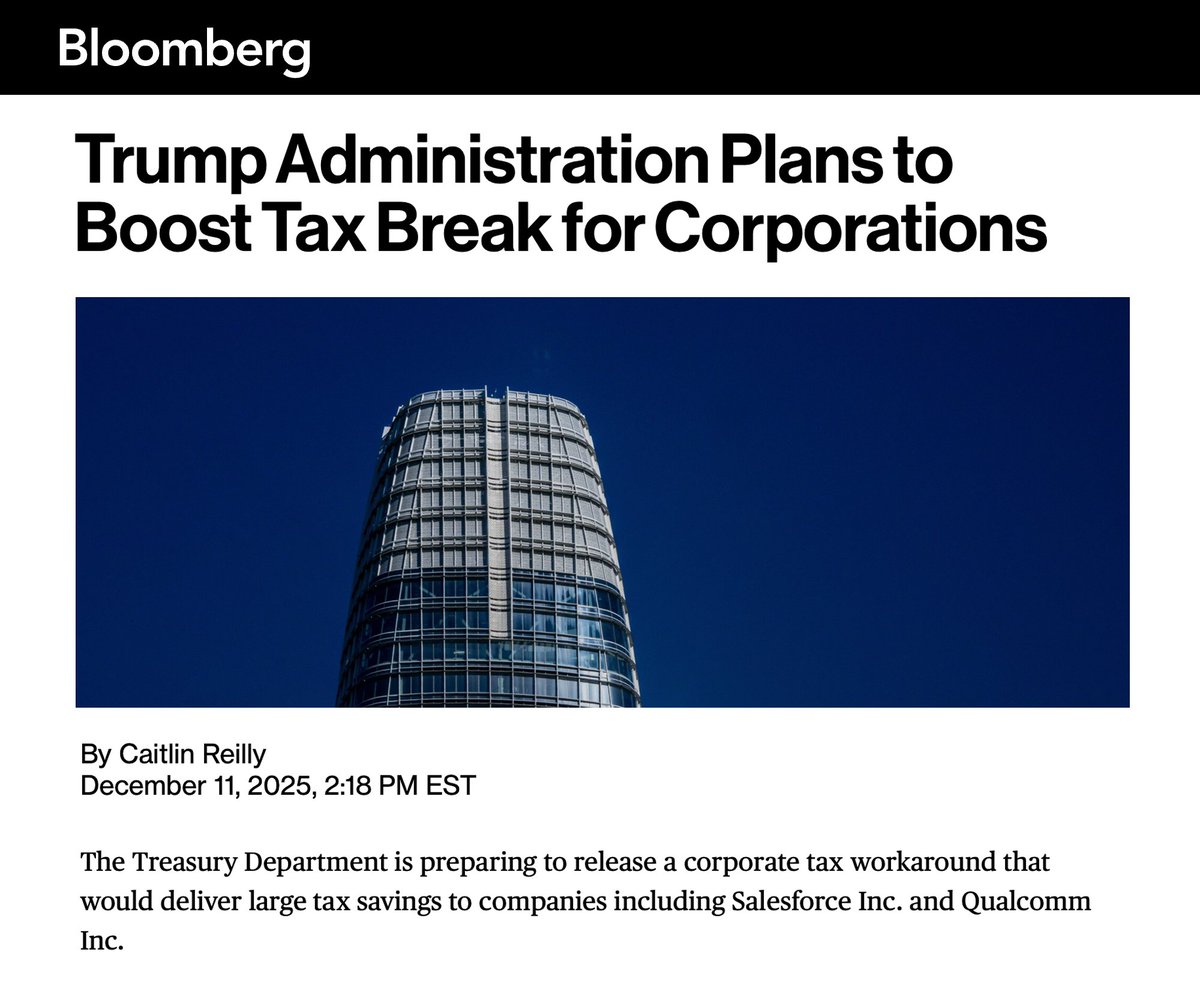 Americans can't afford groceries, housing, healthcare or utilities.

Trump's answer: 
Give another $67 billion tax break to Big Tech, and their billionaires who gave him millions in donations, to write off their R&amp;D retroactively.

This is what a corrupt oligarchy looks like.