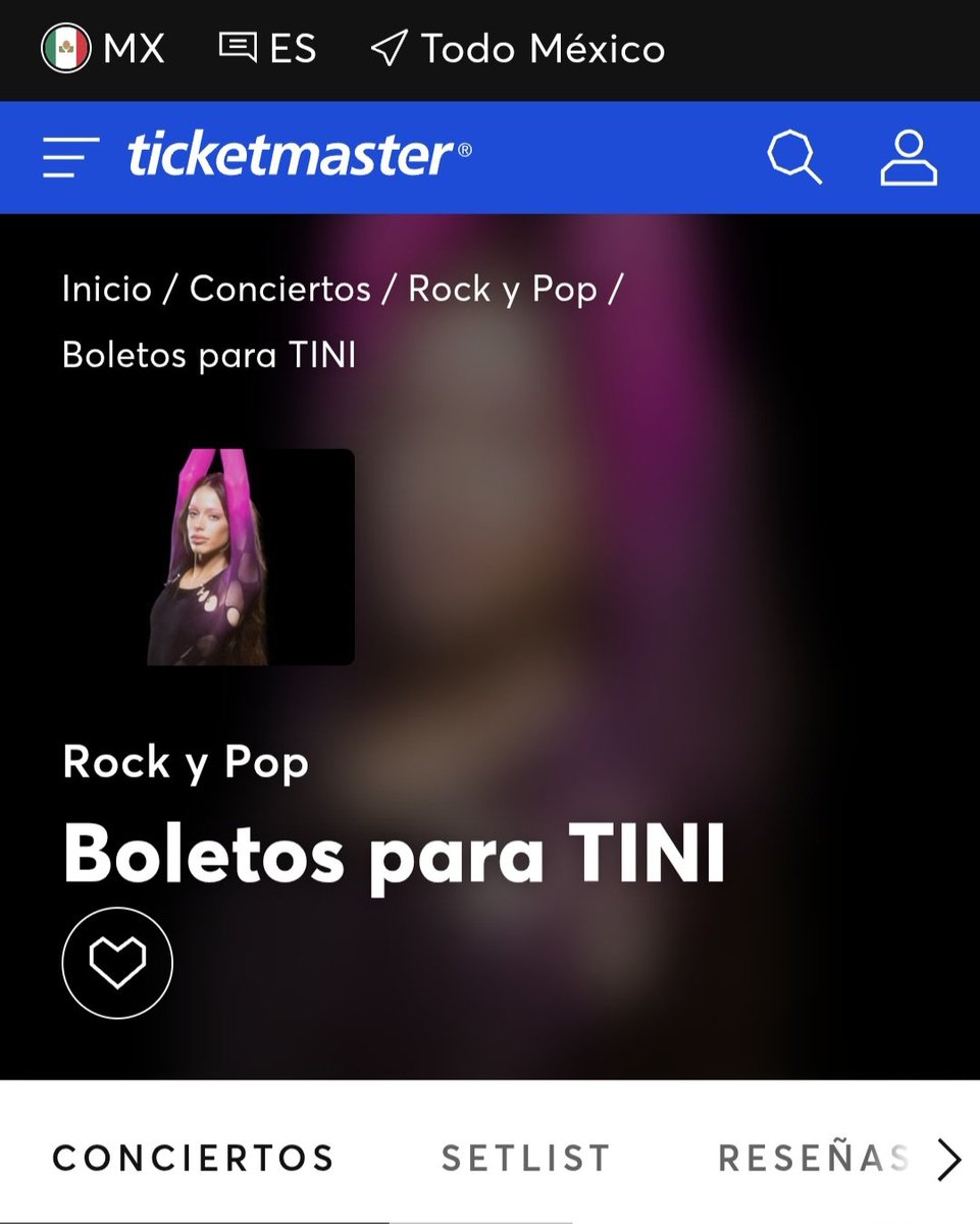 stoesselmexico's tweet photo. En ticketmaster México sale "TINI" como perfil, ¿será que se acerca la salida de fechas para el World tour en México? 👀 https://t.co/ziTBQuwiM9