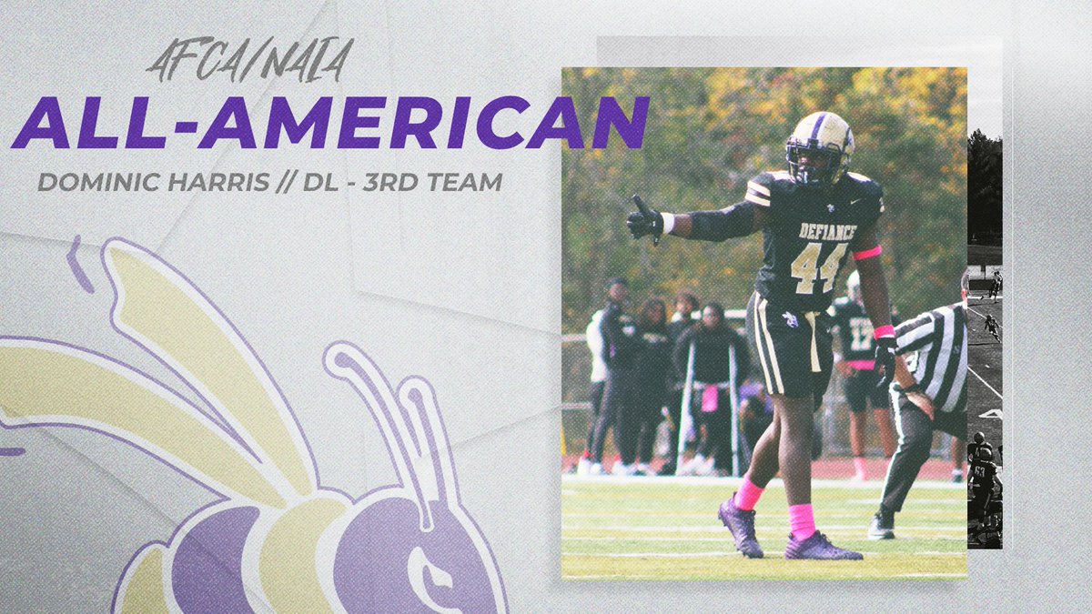 DC_Athletics's tweet image. 🏈 FB: @DefiCollegeFB senior Dominic Harris has been named a 3rd Team All-American by the AFCA &amp;amp; NAIA!

Full story ➡️ defianceathletics.com/sports/fball/2…