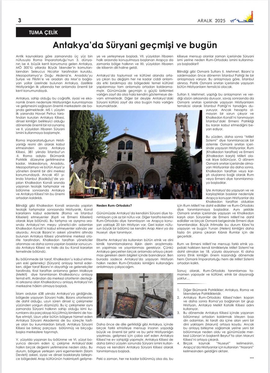 Sabro’nun 166. (Aralık) sayısında Antakya’nın Süryani tarihine giriş yaptım….