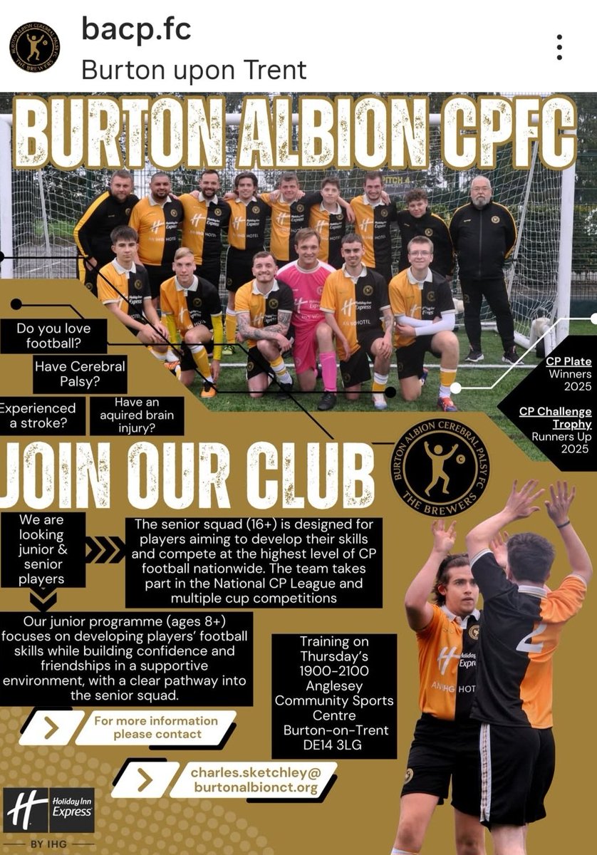 CEREBRAL... - Burton Albion Cerebral Palsy Football Team | Facebook, image size:838x1200