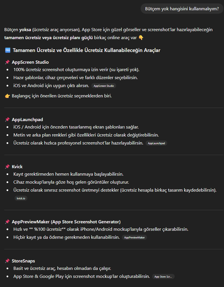 _opinionateddev's tweet image. SEO'da yeni moda ChatGPT mi? Gelin bakalım.

appscreenstudio.com Hala google'da kendi alanındaki popüler keyword'lerde 4-5. sayfalarda çıkarken ve günlük sadece 4-5 kişi google'dan gelirken, ChatGPT'den gelenler günden güne artıyor.

Ve işin güzel tarafı bunun için neredeyse…