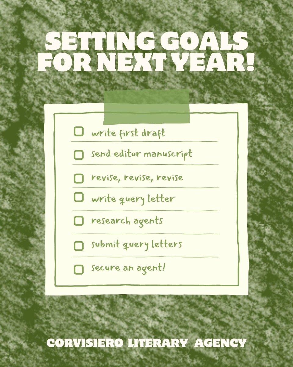 CorvisieroLit's tweet photo. As we approach the new year, what goals will you set?
✅
#writingcommunity #writers #goals2026 #goals #writinggoals #agenting #queryletters #corvisieroliteraryagency #writing #books https://t.co/MQw9lhKMXk