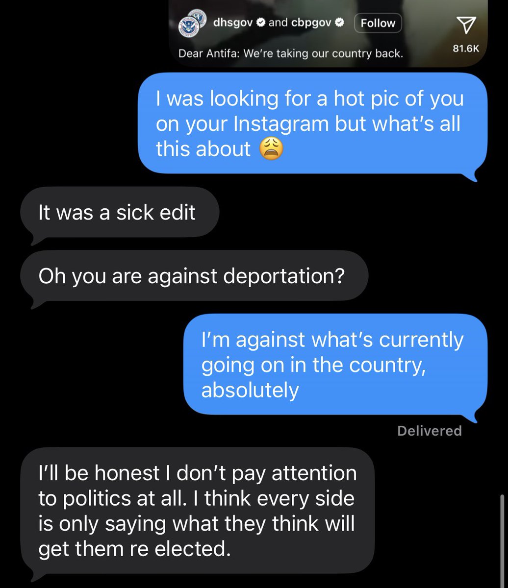Right wing men are so funny because they’ll try to stand on their policies until a woman they’re trying to date tells them that they don’t agree, then they IMMEDIATELY back down. Every single time