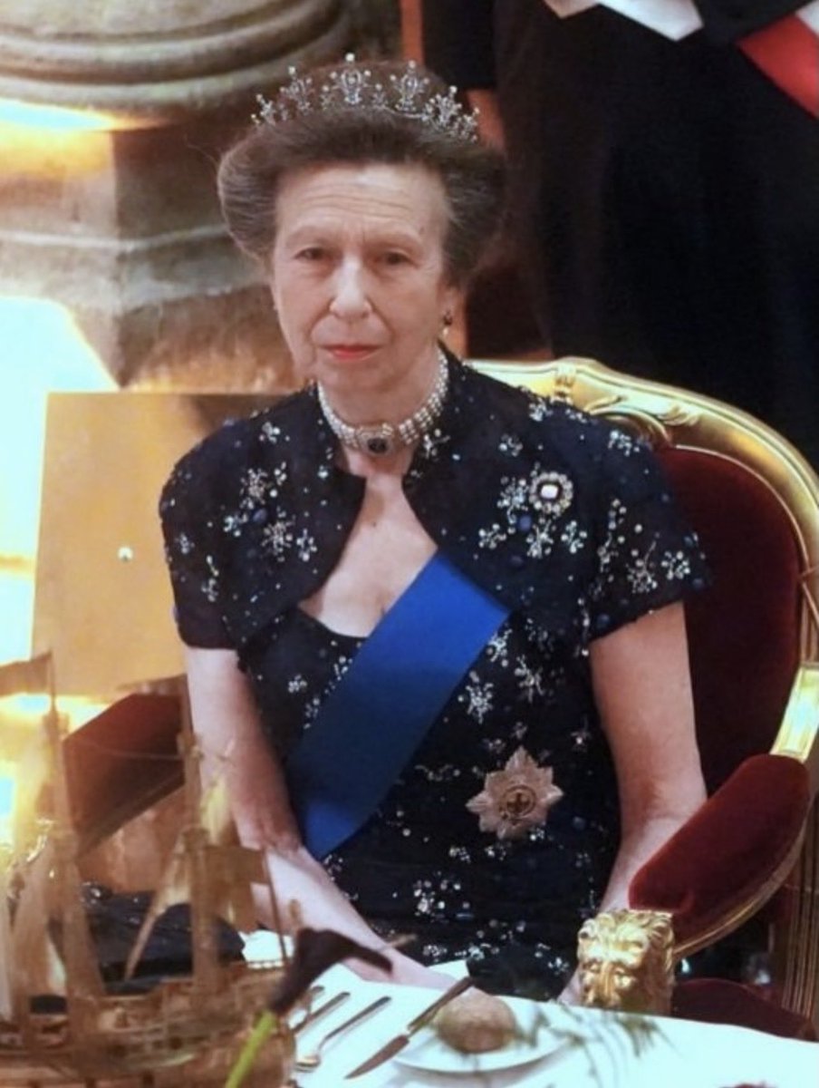 I've been wanting to share this beautiful photo of Anne, The Princess Royal, taken at the recent state banquet. Her tiara is absolutely stunning, and her outfit is equally gorgeous. Not only is she a dedicated worker, but she is also extremely elegant. I also hear she’s very
