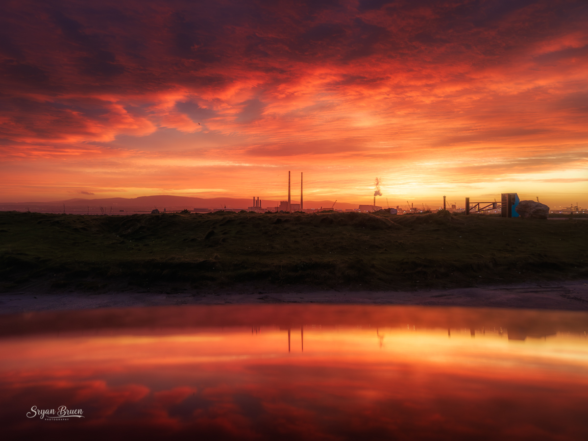 Yesterday evening's sunset reflected on my car roof at the Bull Wall, Clontarf.