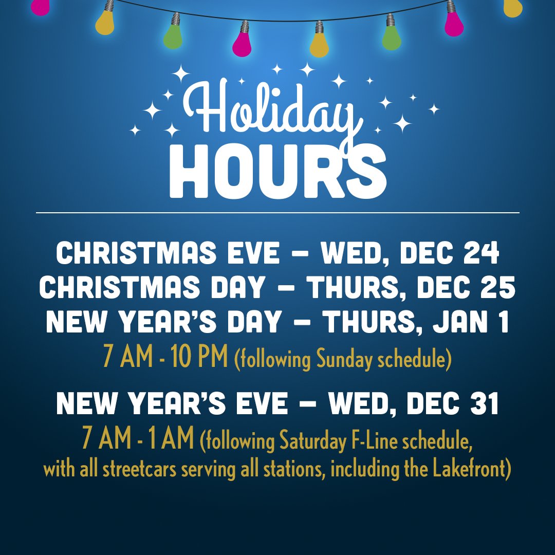 thehopmke's tweet photo. 🎄🚊 Hop Holiday Hours 🎄🚊
As always, we’ll be operating every day throughout the holiday season. We’re also extending our service until 1 am on New Year’s Eve, so you can ring in 2026 safely and conveniently. 🎉✨
Hop on and celebrate!
#TheHopMKE #HolidaysOnTheHop https://t.co/ZSh4uNrKsn