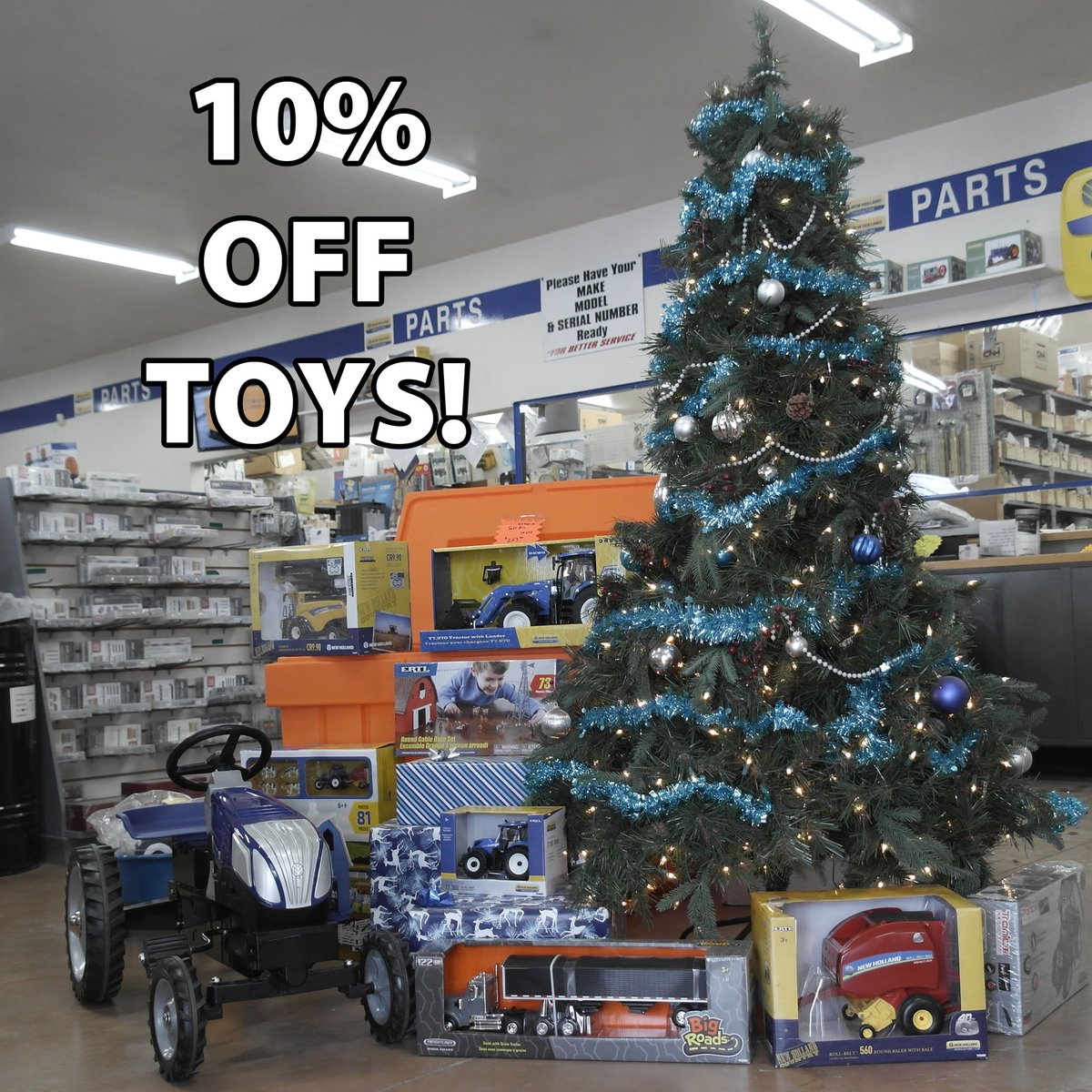 🎅✨ Santa came early to Stewart’s Equipment!
Enjoy 10% OFF all in-stock toys—perfect for little farmers and big kids alike.
Hurry in before the elves buy them all! 🎁