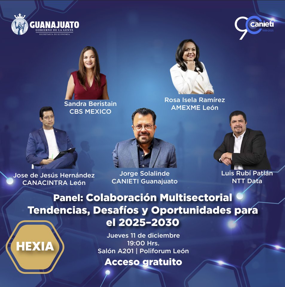 ✨ ¡Hoy es el gran día!

En HEXIA se llevará a cabo el panel “Colaboración Multisectorial: Tendencias, Desafíos y Oportunidades 2025–2030”, con la participación de líderes destacados.:

Será un espacio para compartir perspectivas clave del ecosistema empresarial y tecnológico.