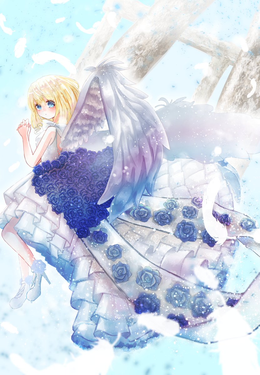 青薔薇の天使 #oc #オリジナルイラスト