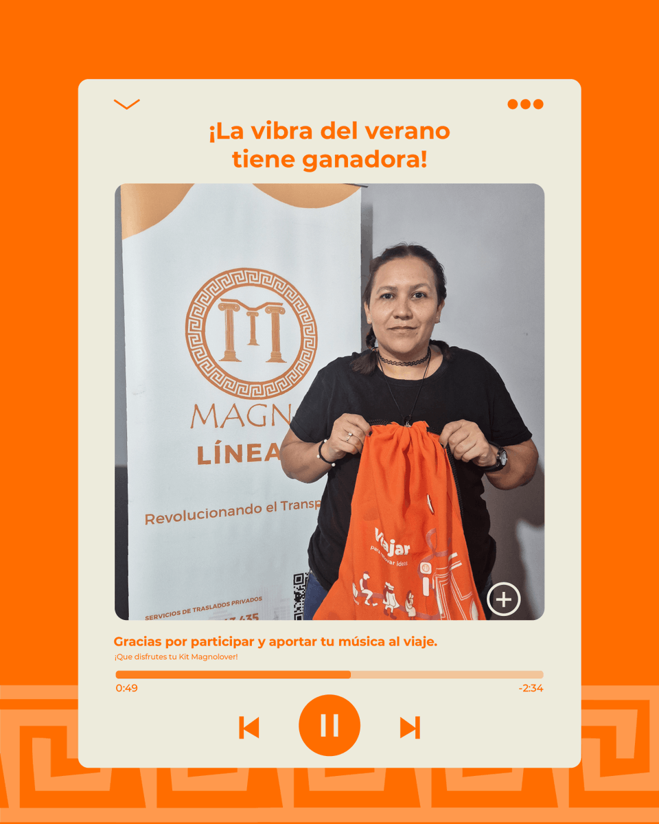 MagnoLinea12's tweet photo. ☀️🎧 ¡Tenemos ganadora!
La consigna de noviembre ya tiene dueña y su playlist se queda con el mood del verano.
Gracias a todos por participar y traer su mejor energía. 🌴✨
#Magno #TransportePY #paraguay #Regalitos #ModoVeranoOn https://t.co/1YwFQIybFF