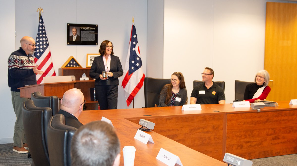 Today, <a href="/OHSecuritiesDiv/">Ohio Securities Div.</a> dedicated the Ohio Securities Hearing Room in honor of D. Michael Quinn, who spent 38 years protecting Ohio investors. His family joined us to celebrate his legacy of public service. #OhioCommerce #Ohio #PublicService #Leadership