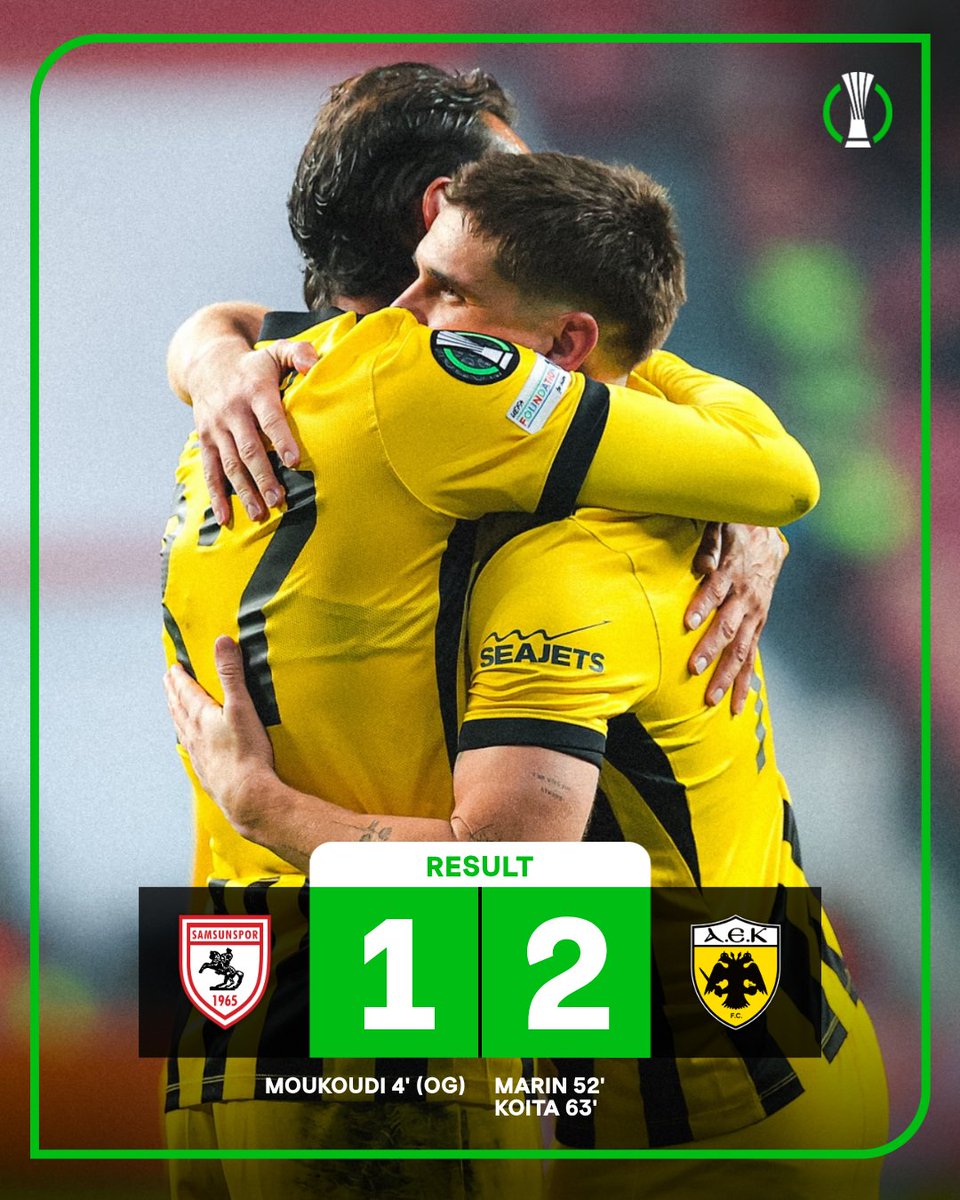 Conf_League's tweet image. AEK Athens come from behind to beat Samsunspor 👏

#UECL