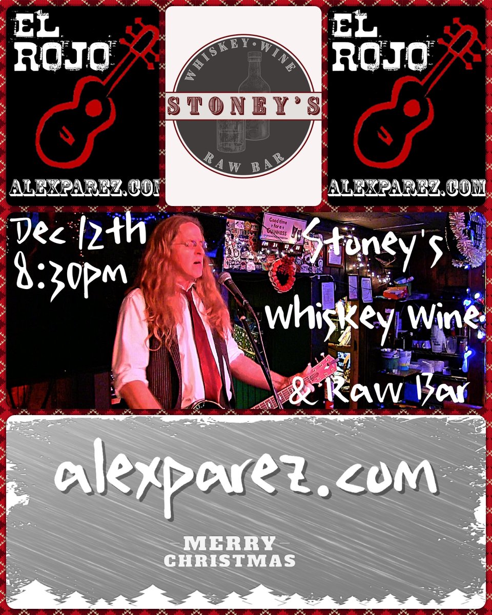 AlexTheRedParez's tweet image. Looking forward to playing a private event tmrw afternoon 1:30pm-2:30pm and at @StoneysWv304  Saturday night 8:30pm-10:30pm! Happy Holidays!

alexparez.com/shows

…neyswhiskeywinerawbar0431.s4shops.com