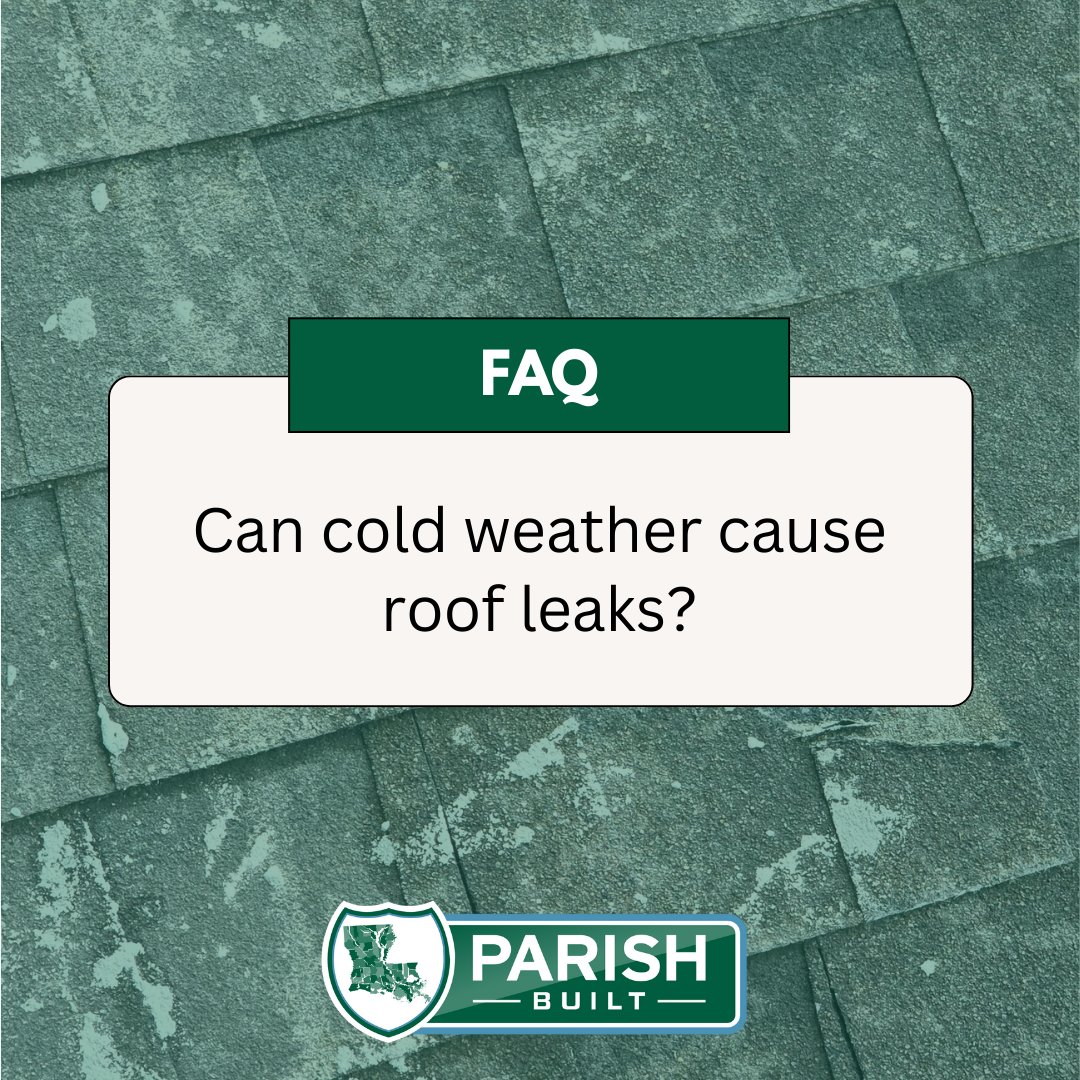 ParishBuilt's tweet image. ❄️ Cold weather + your roof = potential leaks!

Did you know chilly temps can make your materials contract leaving space for water to sneak in? 🏠💧

Book your FREE roof inspection with us today!💚

#ParishBuilt #RoofTips #WinterPrep