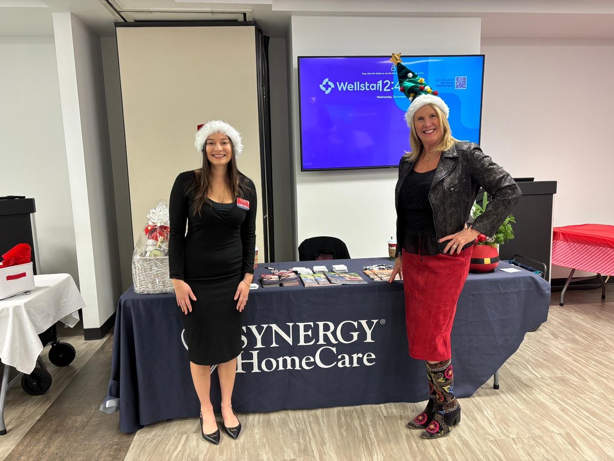 SueWithSynergy's tweet photo. Today we had a wonderful time at Wellstar North Fulton Hospital for their holiday vendor event. It was fantastic meeting the case managers there and congratulations to Chance who won our raffle.  We had a terrific time with all who attended.

#AgingInPlace #HomeCare https://t.co/iJNJstqUm0