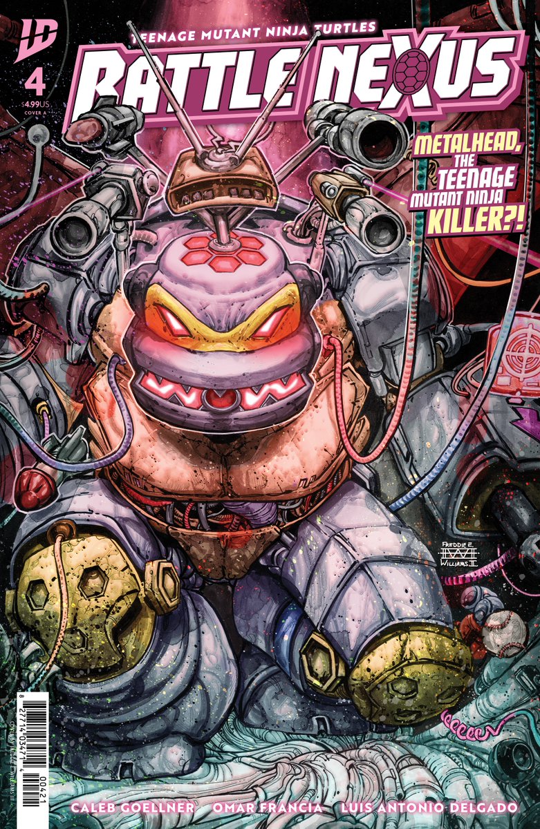 IDWPublishing's tweet image. Where do fighters go when they lose? One of our #TMNT heroes will find out soon.

Meanwhile, #Donatello is pitted against #Metalhead!

How can one #Turtle hope to defeat a machine that knows every fighting style?

Preorder #TeenageMutantNinjaTurtles: #BattleNexus  #4 at LCS!